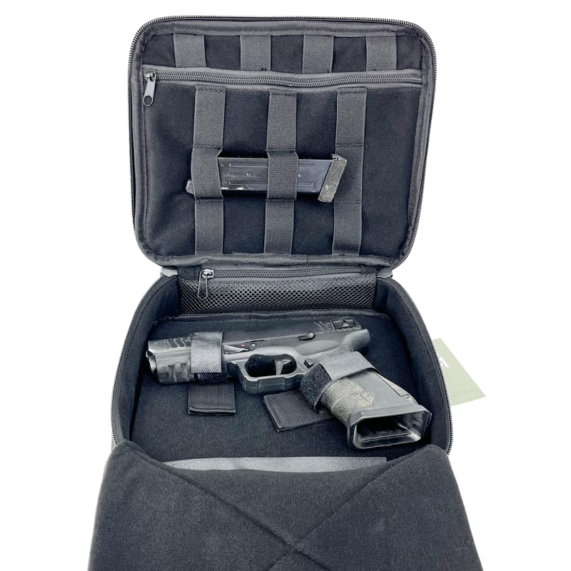 Genérico Maletín para Pistola Acolchado y con Hueco Cargadores elástico Separado en Color Negro de la Marca Sixmm