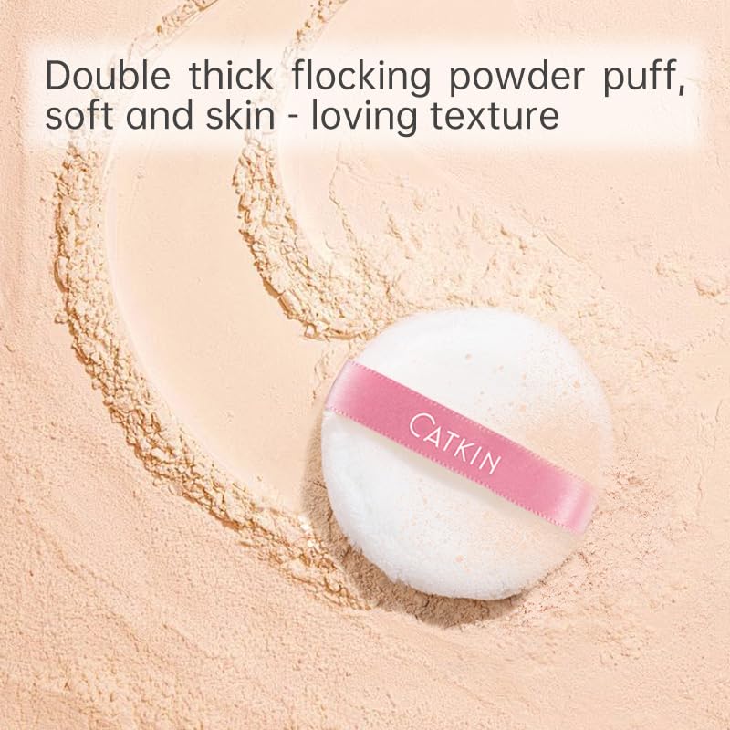 CATKIN Loose Setting Powder - Translucent Shimmer Finishing Powder, 3 Colors Even Skin Tone, Oil Control Makeup Pore Minimizing Powder with Velour Puff (0.42oz, C03 Shimmer for Dry Skin) - Image 8