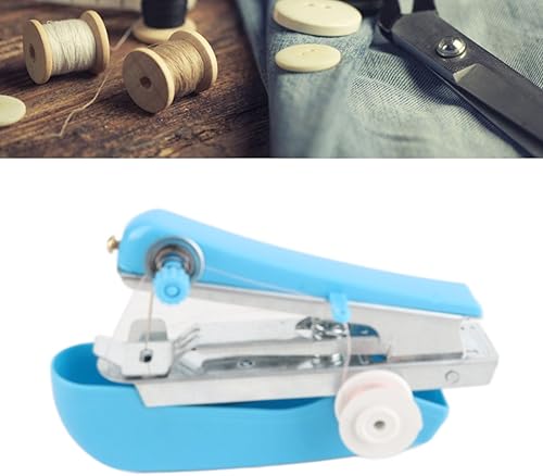 Miniatura 3 de Máquina de coser portátil de acero inoxidable para costura rápida Práctica mini máquina de coser azul para viajes domésticos