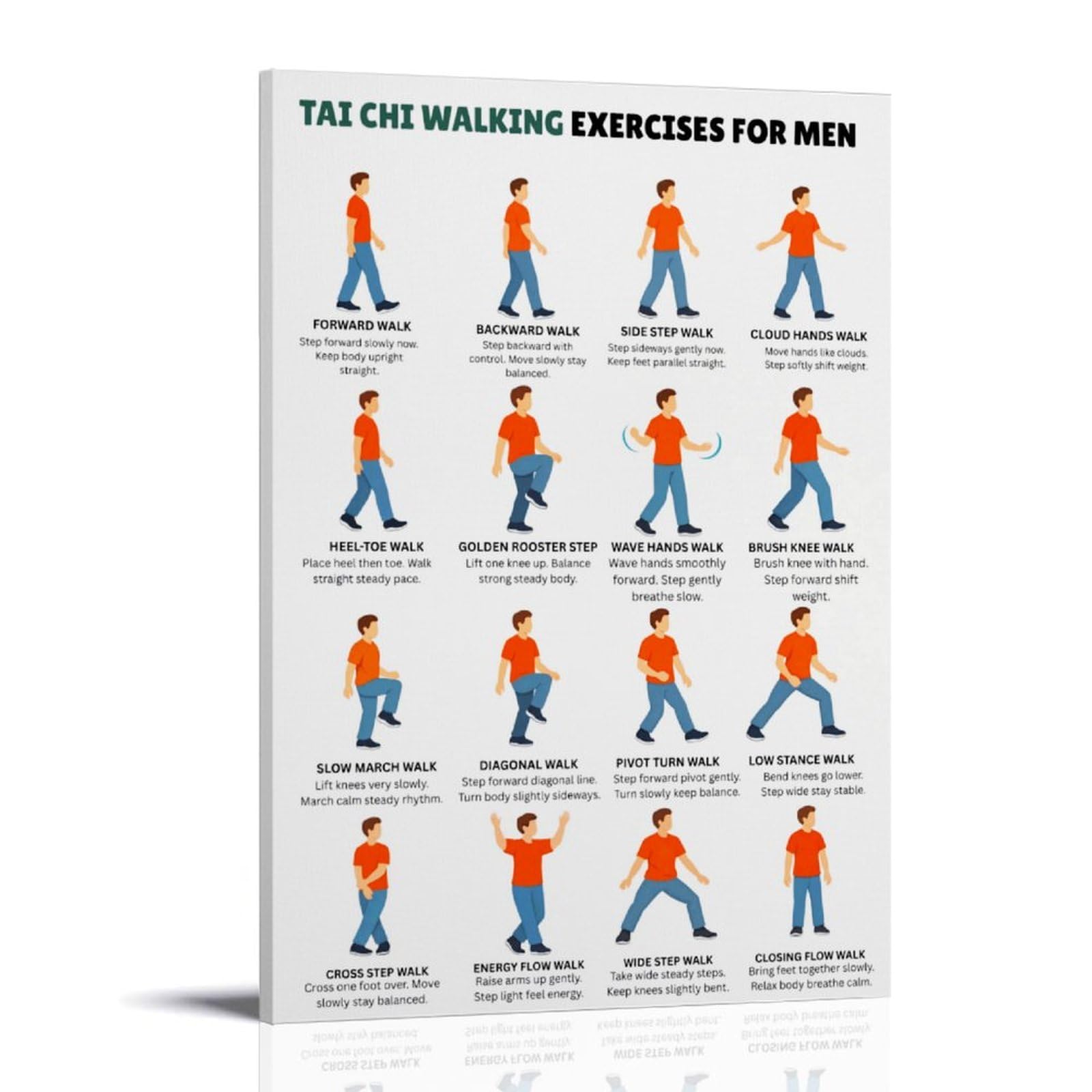 generisch Tai Chi Walking ExercisesModernas Impresiones en Lienzo, Cuadros Decorativos Para Habitación de Niños o Niñas, Murales Para Sala De Estar Y Pinturas Con Motivos Festivos 30.5 x 45.5