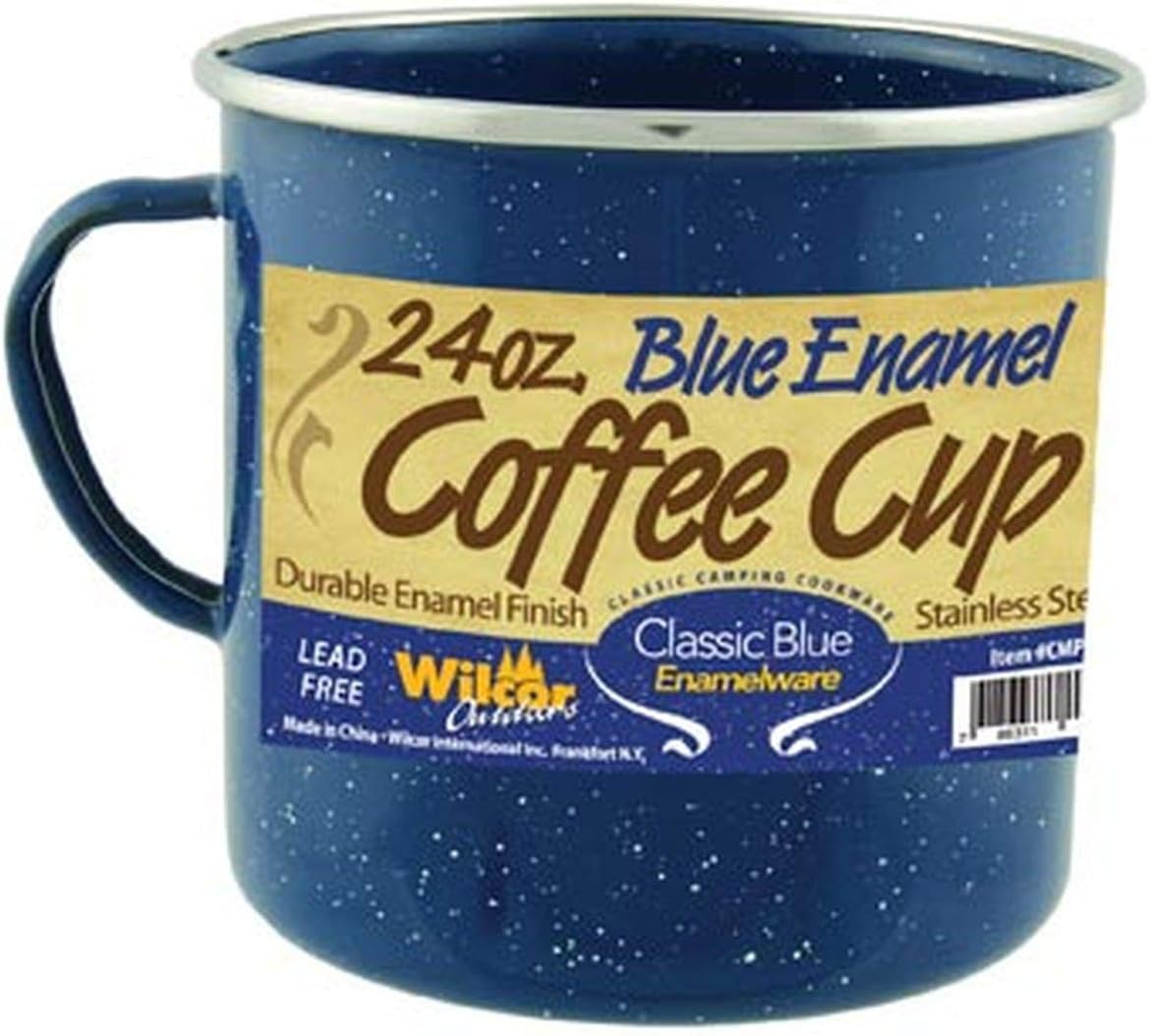 24oz Camping Enamel Mug Cup with Stainless Steel Rim