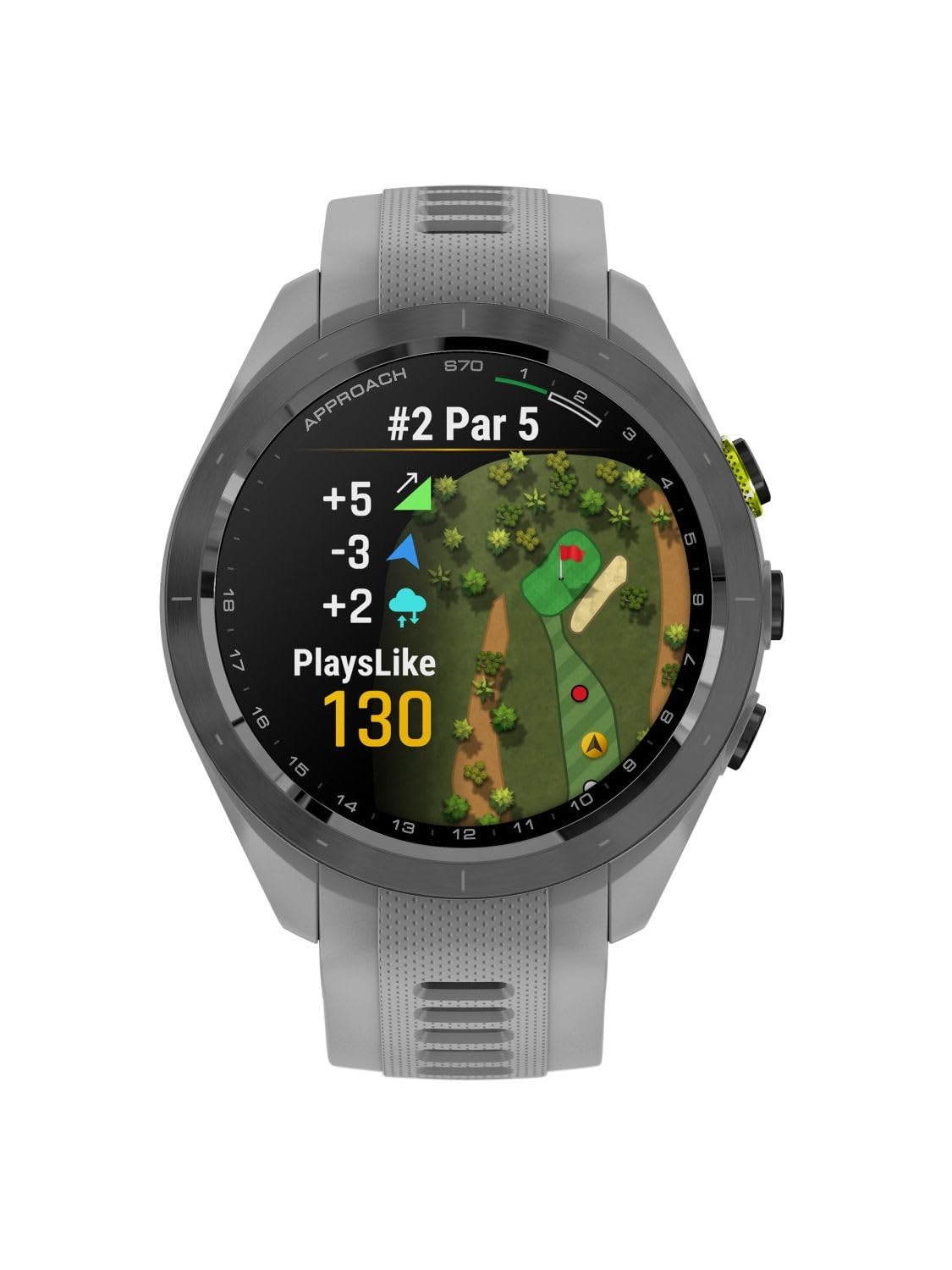Garmin Approach S70-​42 MM Lunette en céramique Noire avec Bande en Silicone Gris poudré