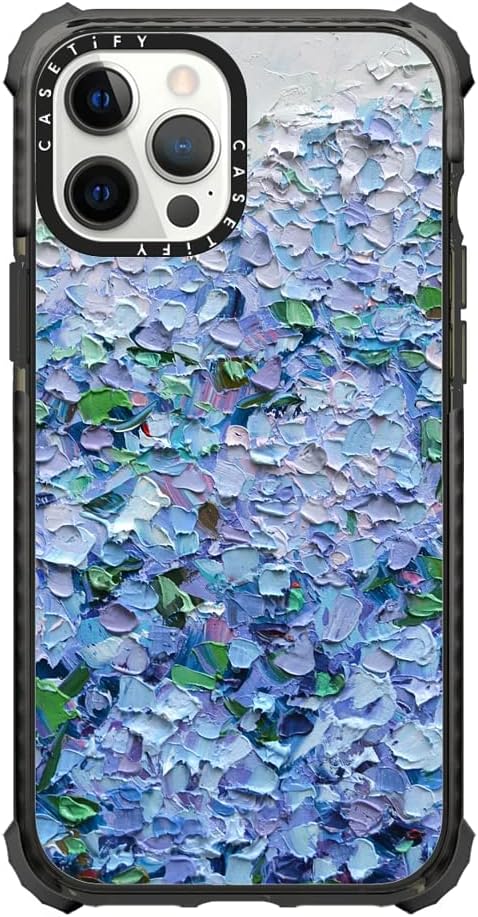 CASETiFY Ultra Impact Case for iPhone 12 Pro Max - Nantucket Blue Hydrangeas - Clear Black