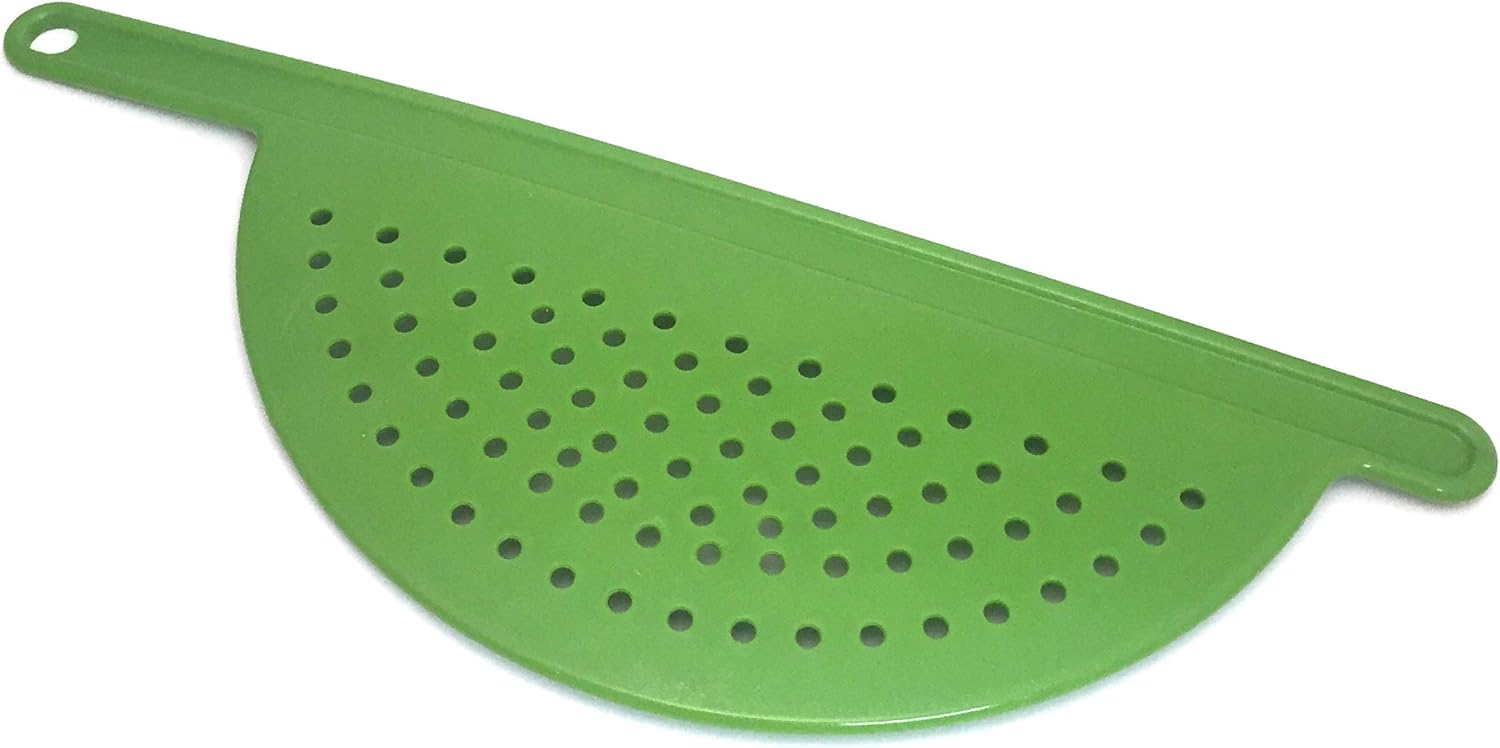 Plastic Kitchen Pot Strainer with Handle Hand Held Flat Crescent