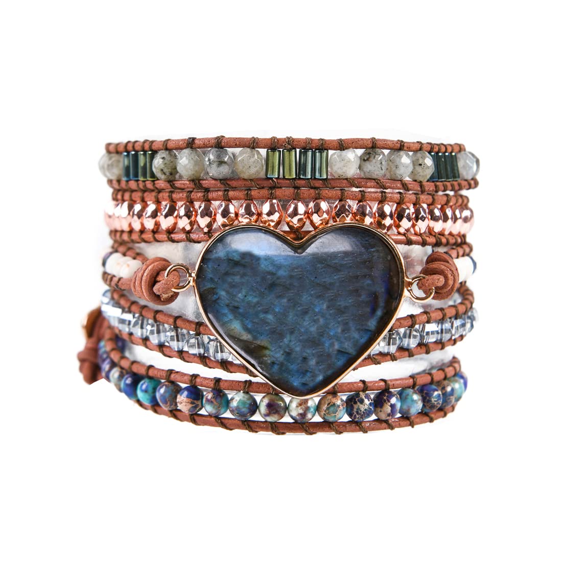 YGLINE Natural Stone Bracelet 3 Wraps Bracelet Handmade Boho Bracelet for Women Bracelet