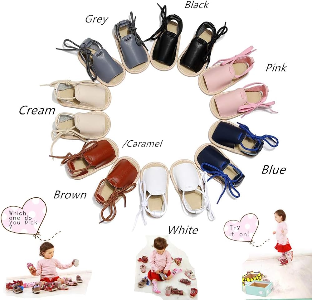  | Bebila Summer Baby Sandals Open toe Lace Up Toddler Shoes for First Walker Girls Boys Brown | Sandals