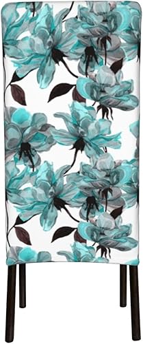 Miniatura 4 de Fundas para sillas de comedor con diseño floral de flores azules en acuarela para sillas de comedor, fundas lavables para sillas de comedor, hotel,
