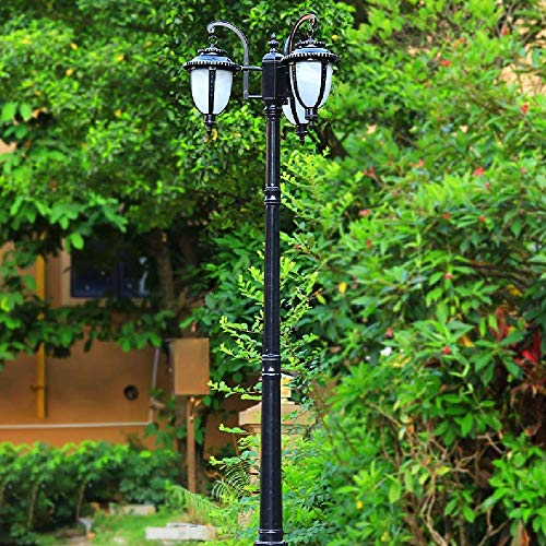 WQERLC Lampe de Pelouse Extérieure, Lampe À Pôles de Poteau Haute Imperméable 3 Têtes E27 Décoration Paysage Landscape Allerway Planchway Plathway Éclairage de La Colonne,Noir,2,9 M
