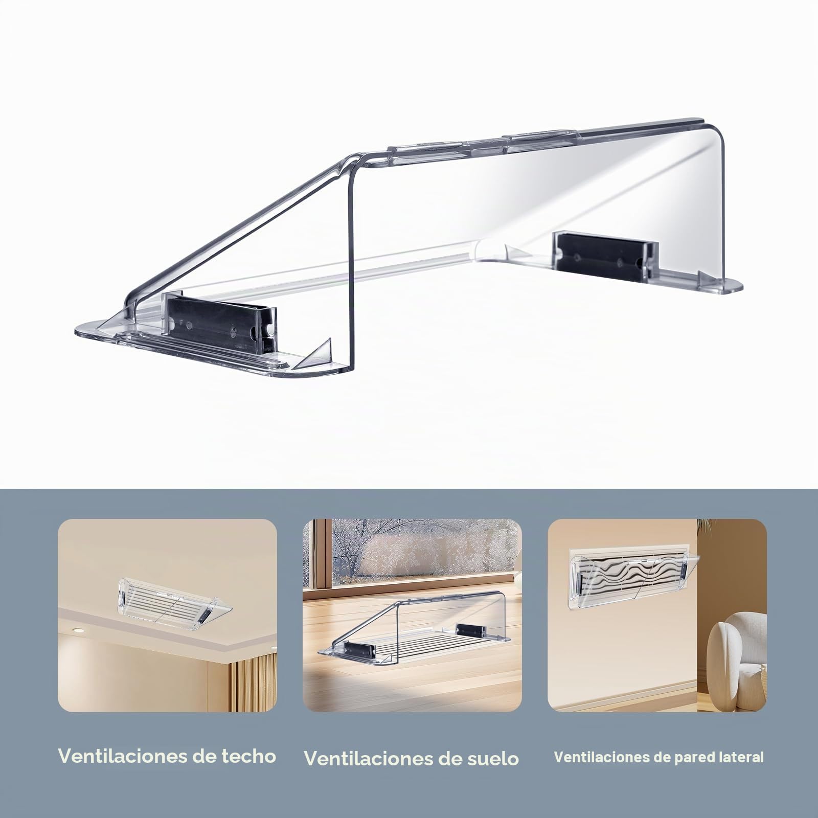 Deflector de ventilación ajustable para aire acondicionado, techo, pared, suelo, 9 a 16 pulgadas de ancho, zócalo, magnético, bloqueador de calor y viento, cubiertas de ventilación para acondicionador