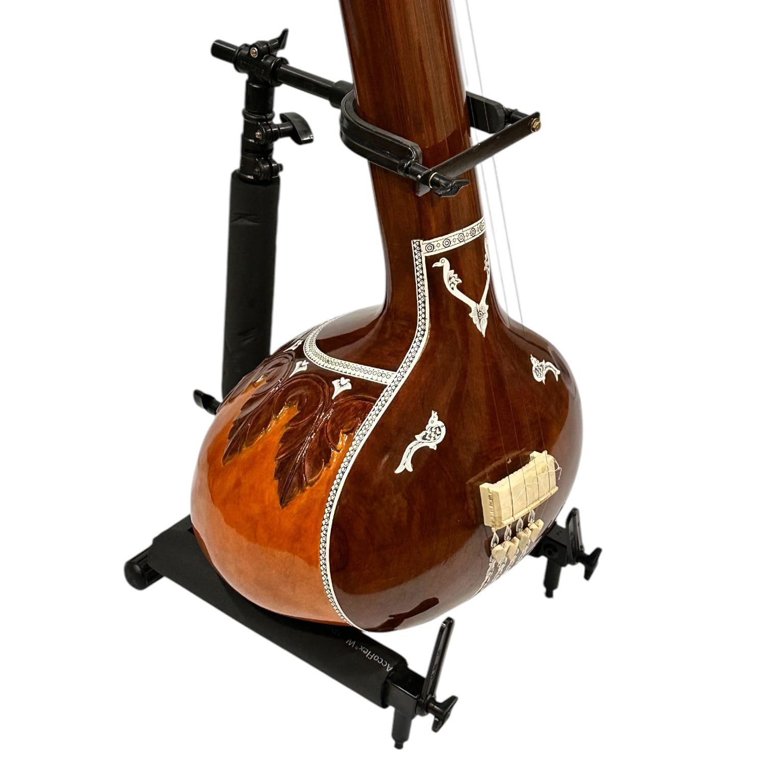 Female Tanpura Stand, Detachable, Lightweight and Portable Design, Soft Rubber Padding for Protection, Carry Bag Included - Easy Setup with Secure Column Locks and Quick Release Mechanism
