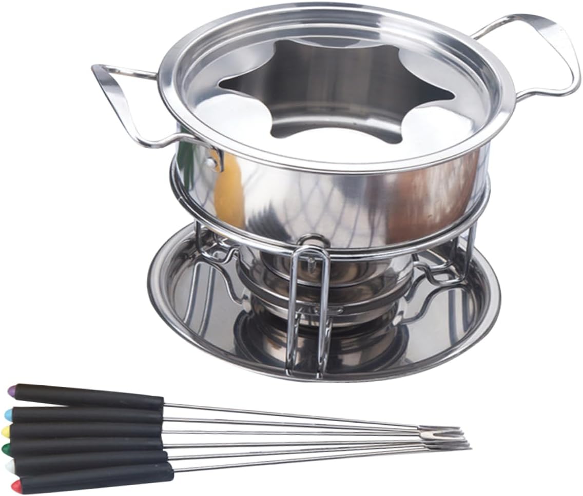 PRETYZOOM 10pieces Electric Fondue Set Chocolate Melting Oven Stainless Steel Fondue Fountain Accessories