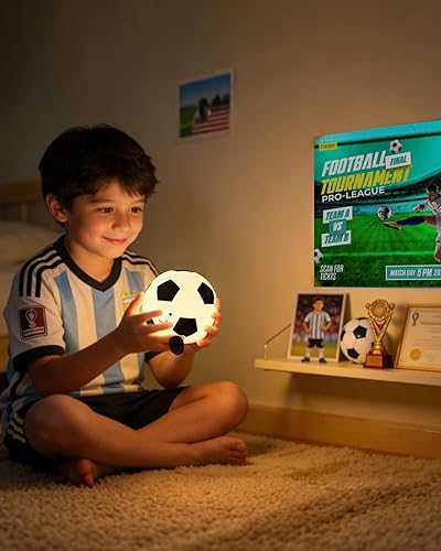 Miniatura 2 de YISUN Soccer Night Light for Boys Light Up Football Lamp Dimmable Rechargeable Silicone Night Light Home Decor Birthday Christmas Gifts for Kids