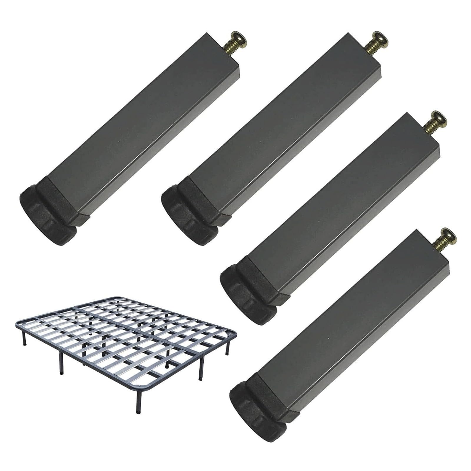 UYHBCNQD 4Pcs Replacement Legs Set Adjustable Furniture Legs Metal Bathroom Support Legs Square Tube Furniture Foot Bed Feets with Screws(15cm/5.9in)