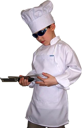 Miniatura 4 de Lote de 20 pequeños delantal de piel de chef, color blanco para niños de 2 a 7 años de edad, 15 x 20 en tela