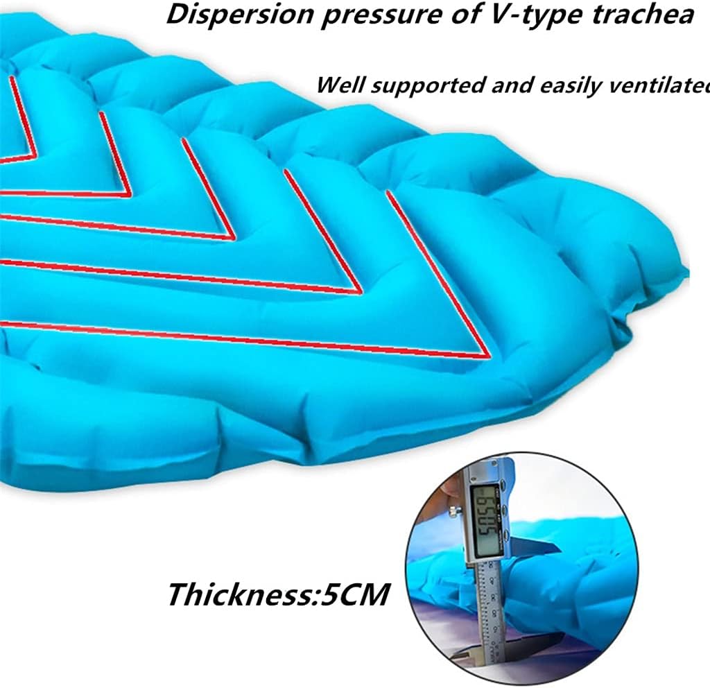 Outdoor V-Shaped Camping Mat Air Mattress TPU Light Cushion Sleeping Tent Portable Damp Proof Inflatable(Army Green)