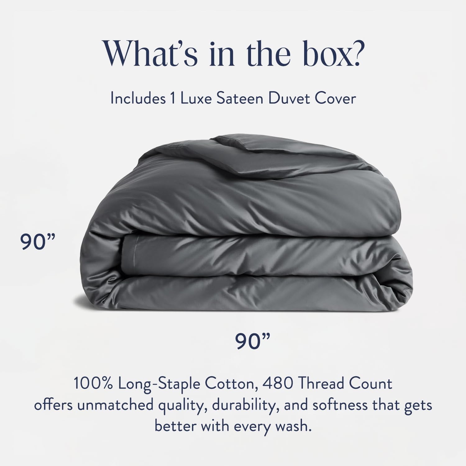 Brooklinen Luxury Sateen Duvet Cover - 100% Cotton, Full/Queen Size in Slate Grey with Extra-Long Corner Ties and Button Closure - Best Full/Queen Duvet Covers