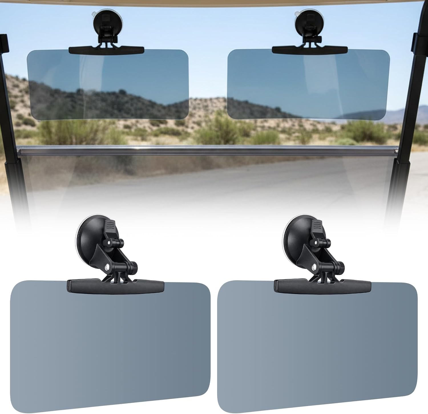 BBTO 2 Pcs Golf Cart Sun Visor Suction Cup Golf Cart Sun Visors Compatible with Roof Crossbars, UV Protection Shade