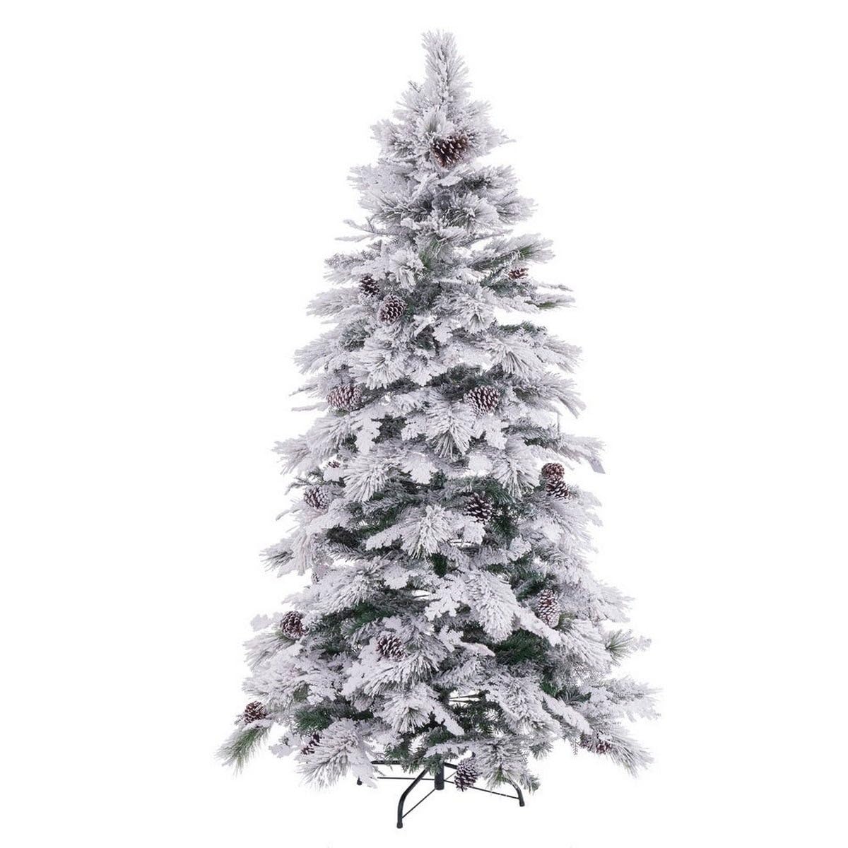 Árbol de Navidad artificial plegable nevado verde y blanco de 210 cm