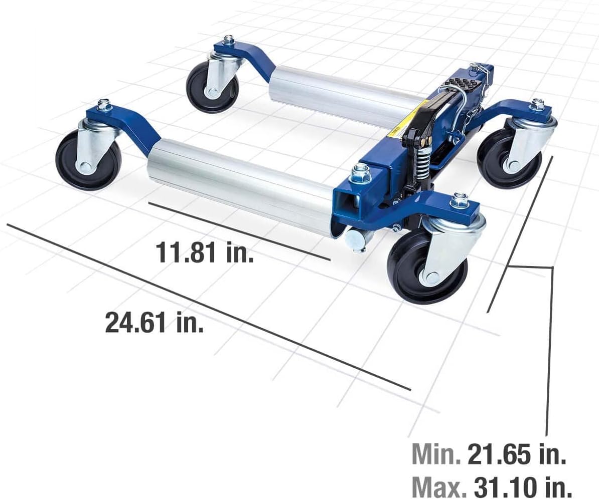 Eastwood Automotive Car Moving Dolly | ATV Hydraulic Foot Pump with 2600 lbs Combined Capacity | Heavy Duty Portable Truck Wheel Tire Dollies | Garage Essentials Automotive Tools | Set of 2