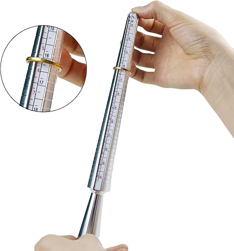 Miniatura 5 de NIUPIKA Juego de medidores de anillos de metal herramienta de medición de anillo mandril dedo medidor de tamaño tamaño US herramientas de medición