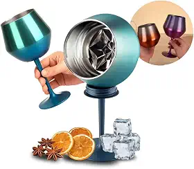 Taça Térmica Inox 414ml 2 em 1 Copo Isolado a Vácuo Parede Dupla Gin Vinho ou Cocktail Inquebrável e Reutilizável Haste Removível