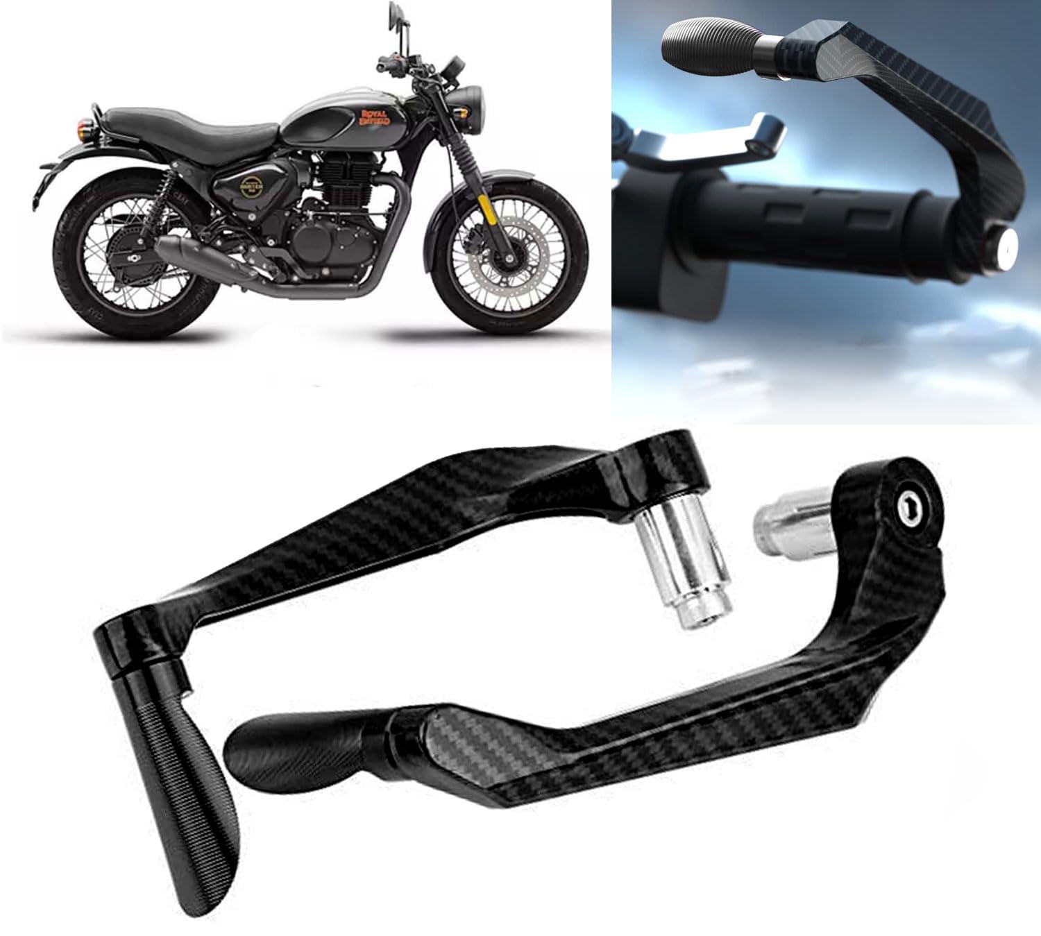 AUTO PEARL 7/8" 22mm Motorcycle Handlebar Brake Clutch Levers Protector Guard Compatible with Hunter 350 (Black)-image-47