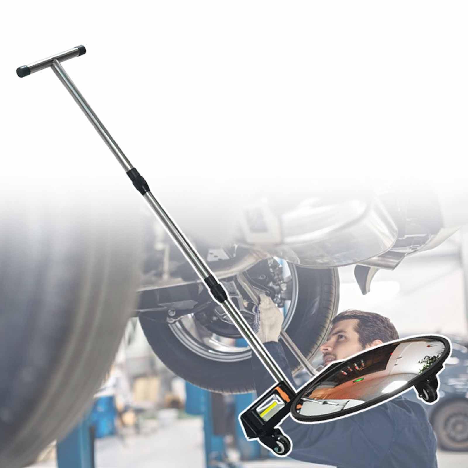 YNIYUJKL Led Vehicle Inspection Mirror,2X Automotive Roof Search Round Mirror,Vehicle Search Mirror,For Over Shelves And Corners,A,D