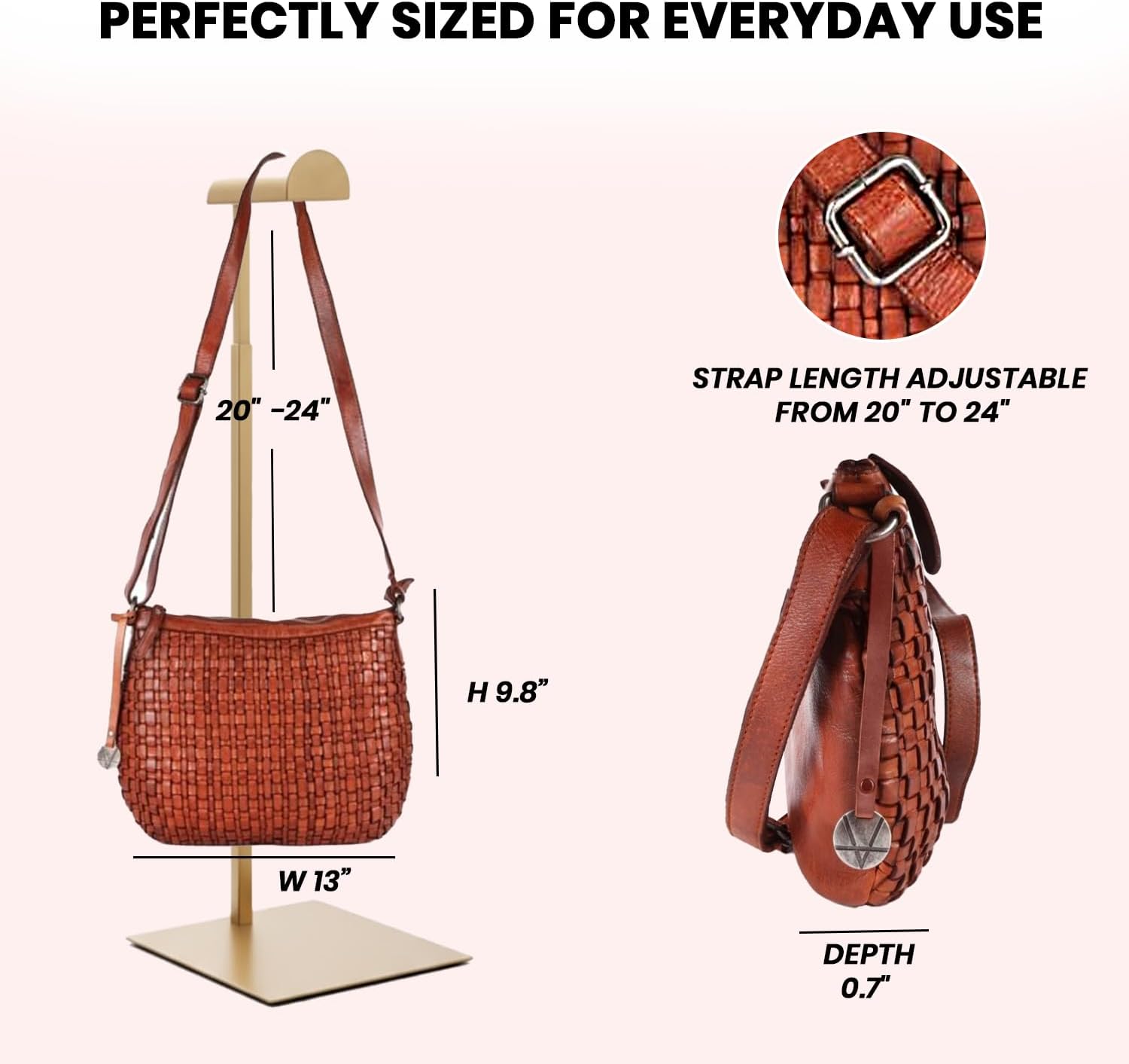 Genuine Leather Crossbody Sling Bag for Women, Purse for Women Trendy Casual Office Bag with Adjustable Strap