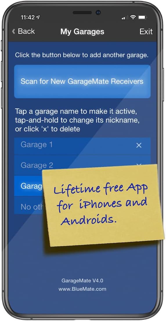 Open Your Garage with Your iPhones, Androids, or Apple Watch. Easy Setup. Secure. Bluetooth®4.0. Please Read Description Fully Before Ordering