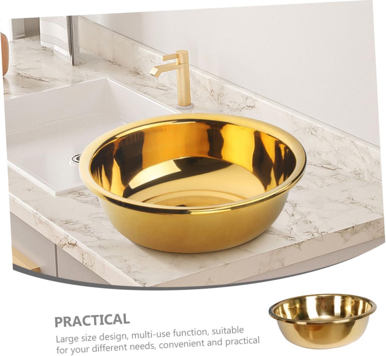 Zerodeko Large Stainless Steel Basin for Kitchen Multi-purpose Vegetable Washing Mixing Bowl and Household Washing Basin Stackable Design for Easy Storage and Use