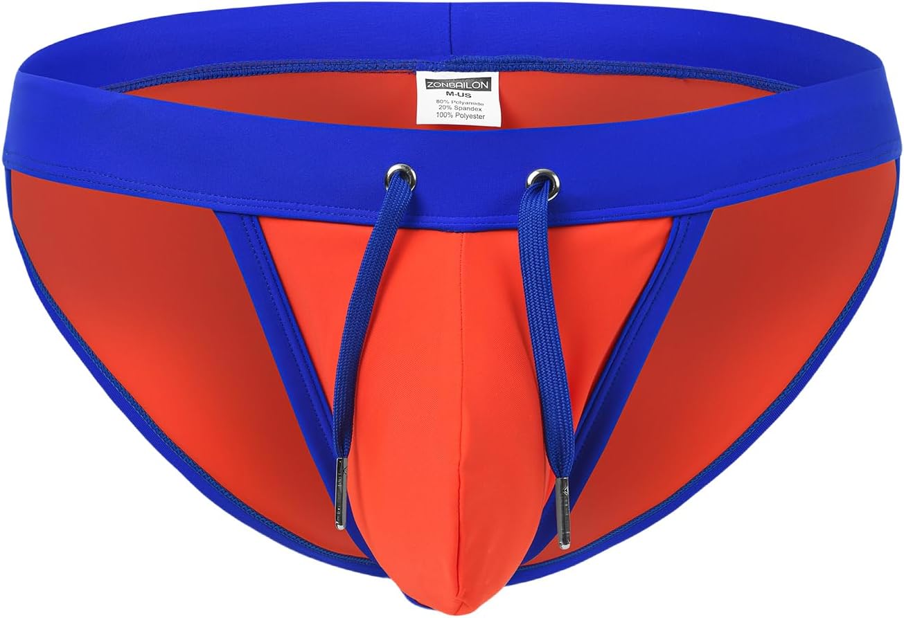 Mens Swimwear Sexy Swim Briefs Low Rise Quick Dry Bikini Swimsuit with Drawstring - Image 3