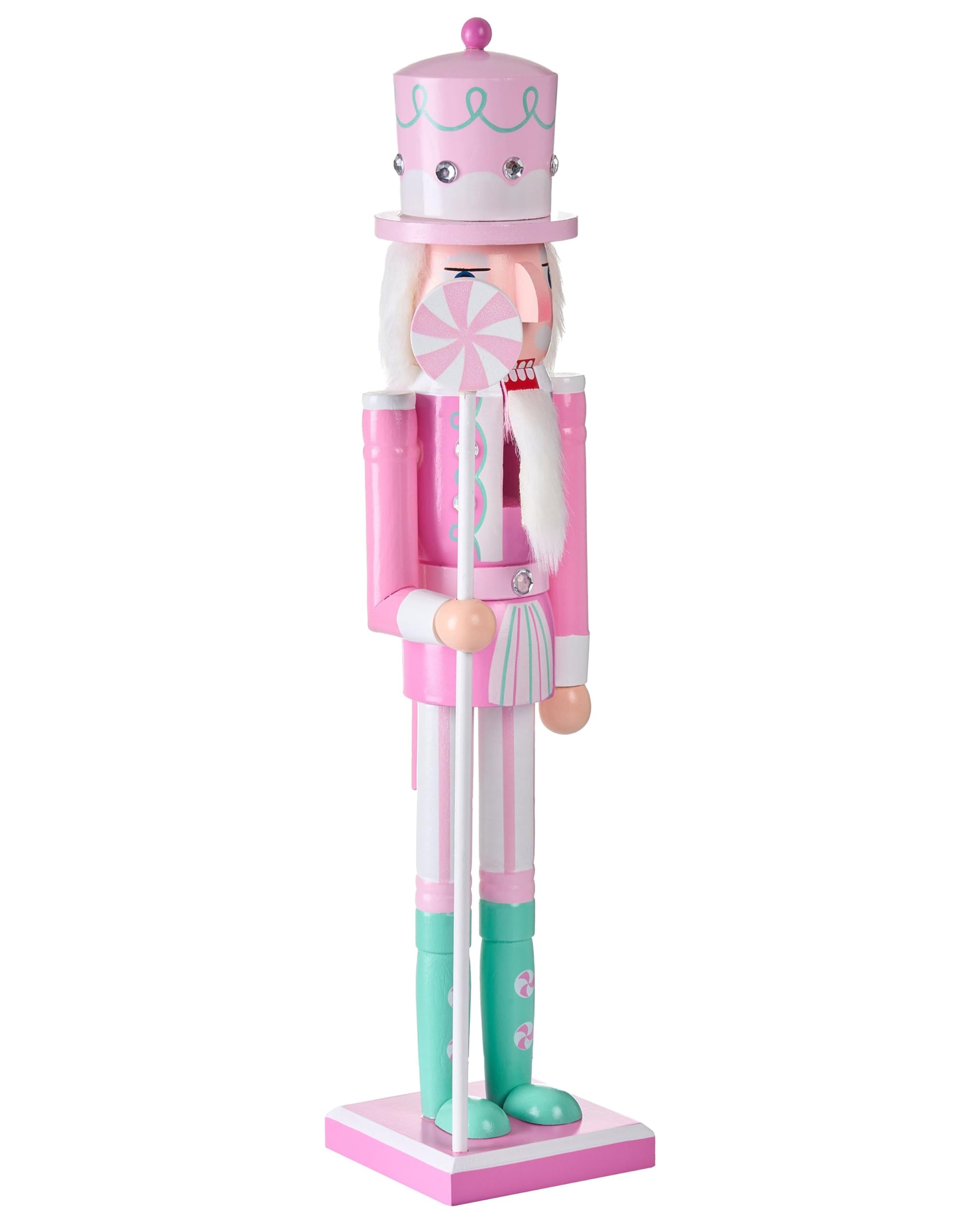 Beliani Figurine en Forme de Casse-Noisette en Bois de Pin Accessoire Décoration de Noël Fait Main Rose Dalalven