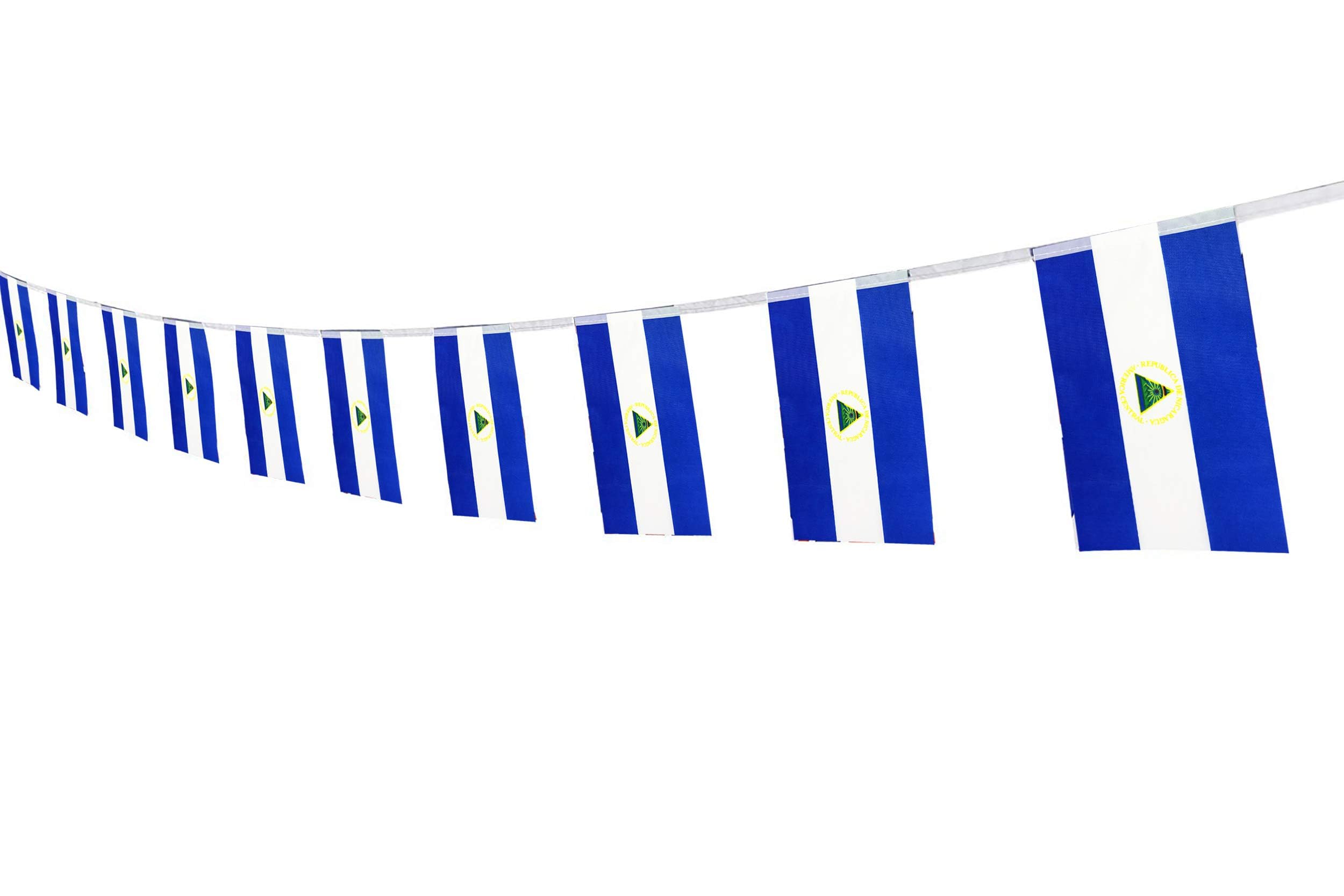 Nicaragua Nicaraguan String Banner Flag,5.5 x 8.2 Inch String Banner,Indoor and Outdoor Party Decorations,16 ft 20 Mini Flags.