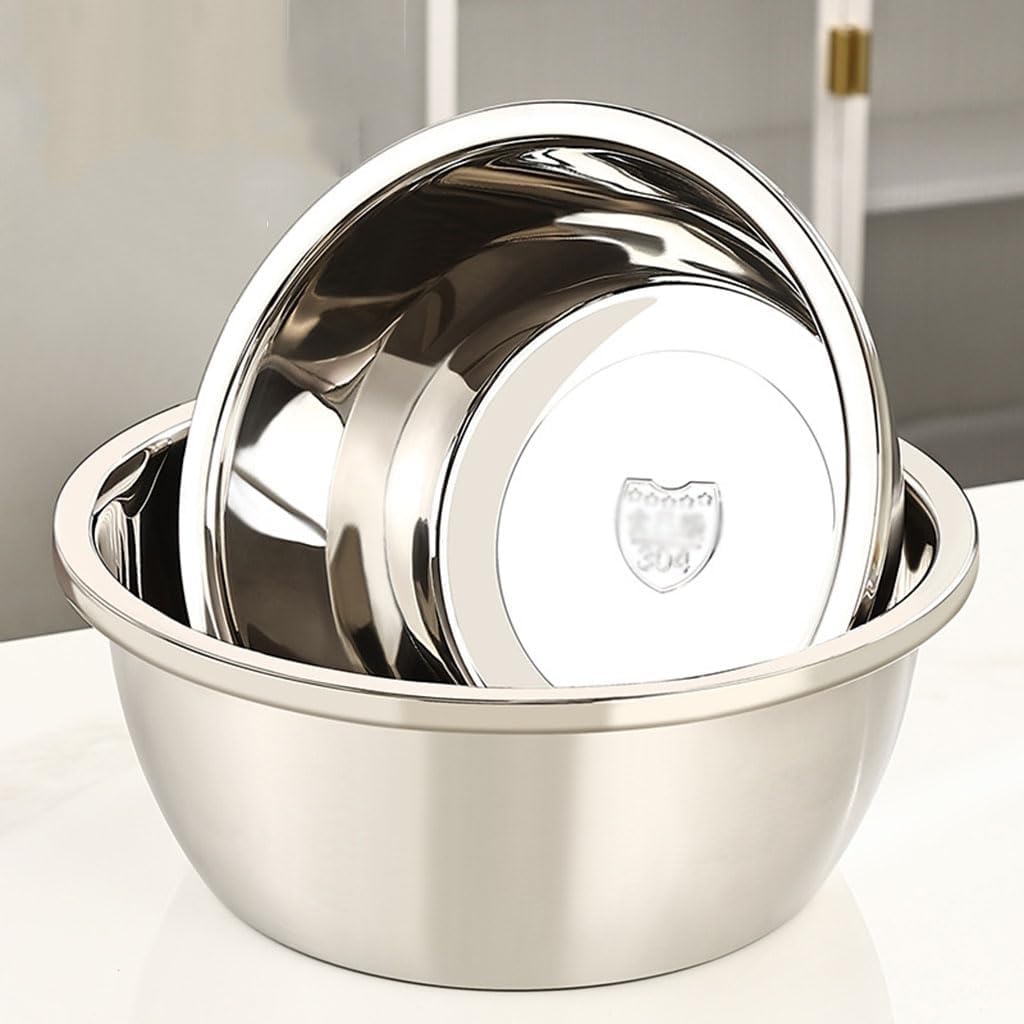 Stainless Steel Mixing Bowl, Premium Polished Mirror Nesting Metal Bowl for Cooking and Serving, Stackable for Convenient Storage(Size:22CM,Color:Silver)