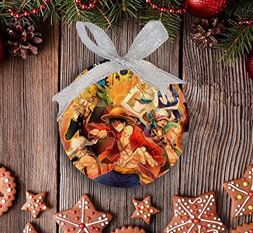 Bright Art Shine Christmas Ornaments Round Porcelain Christmas Tree Hanging Ornament Holidays Xmas New Year Decorations Home Decor (Anime One Piece) #TOP3