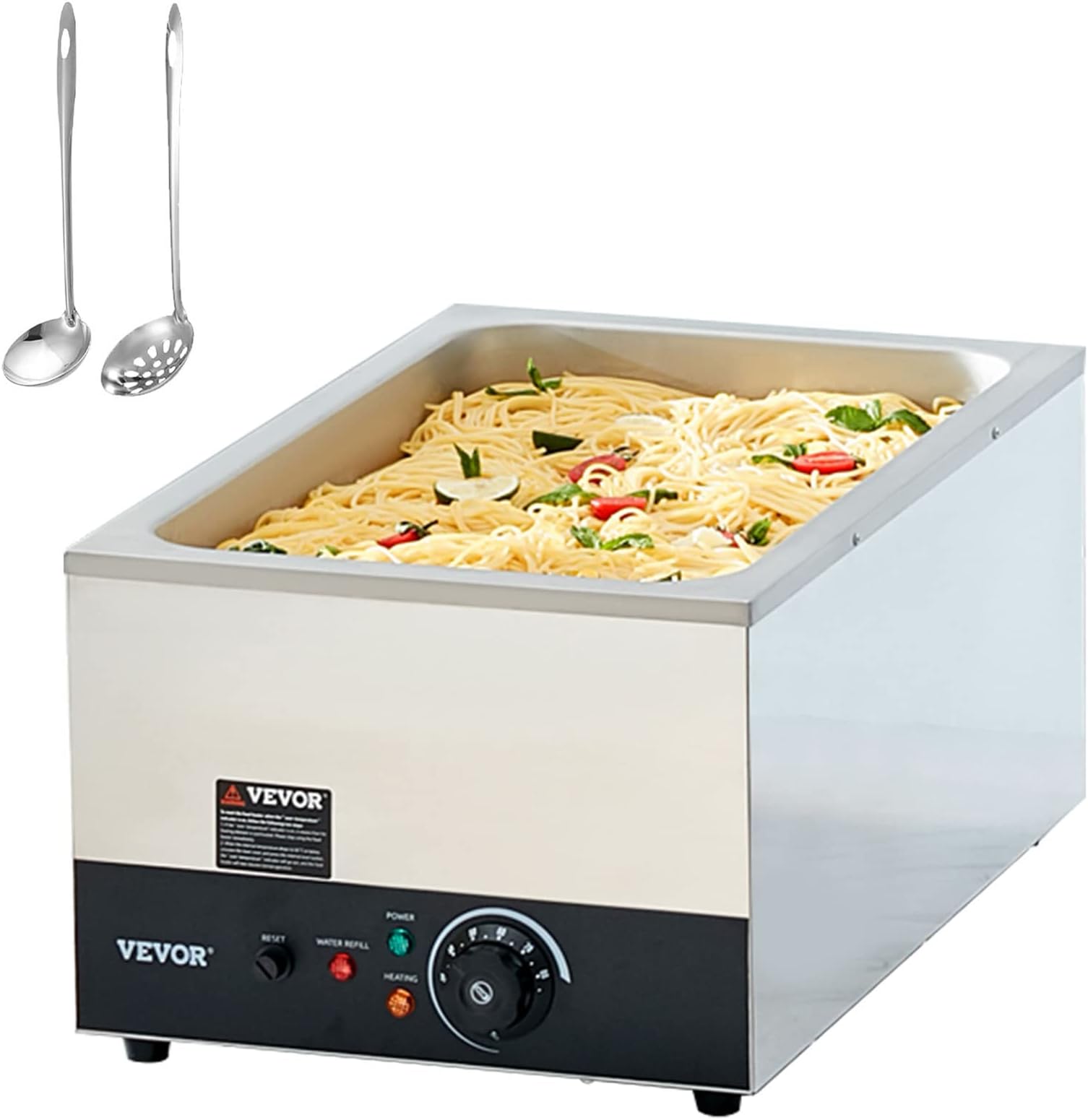 VEVOR Buffet Plate Warmer 22.7L 555 x 355 x 260 mm Electric Water Bath Adjustable Temperature 30-85°C 1200W Stainless Steel Heated Buffet Anti-scalding Dry Food After Heating Catering Evening Party