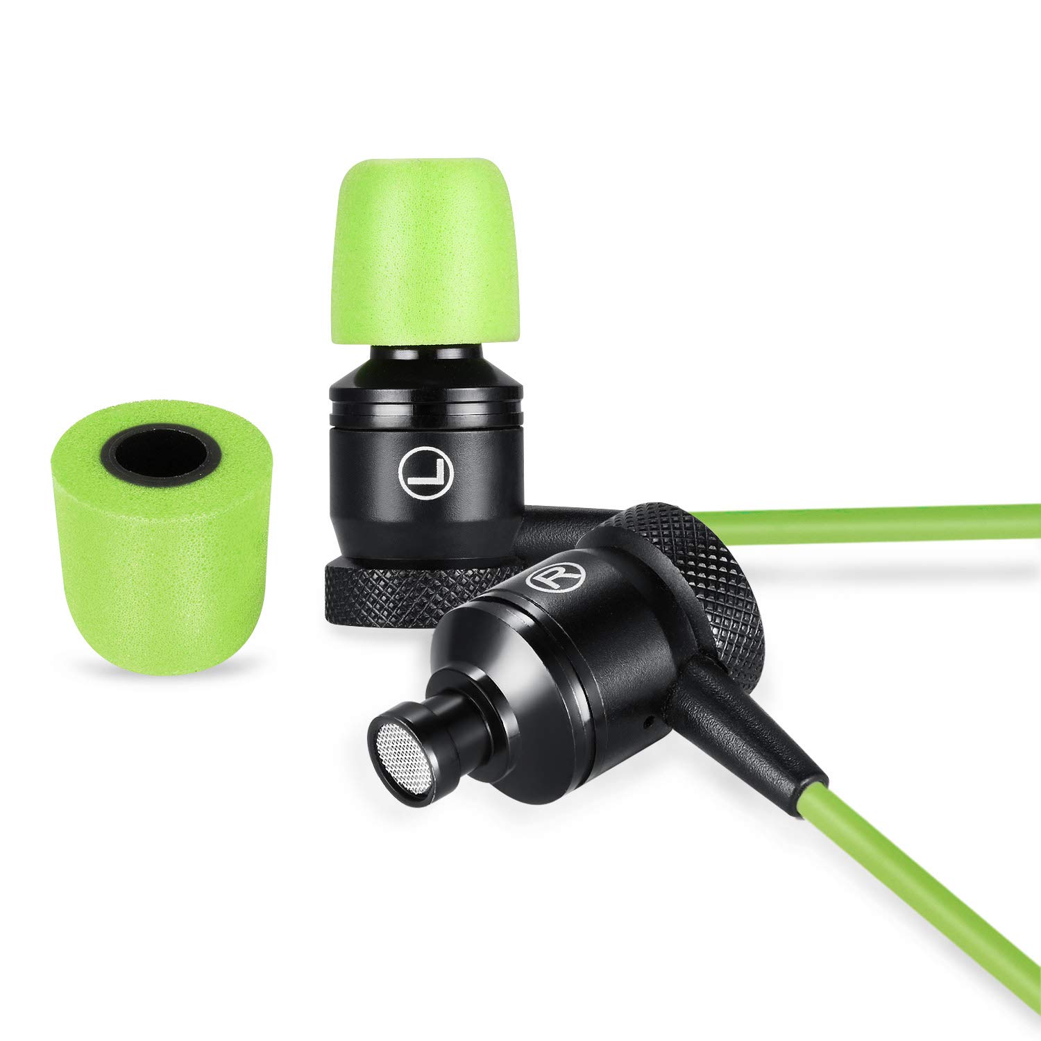 KLIM Fusion - trwałe - innowacyjne: w -arnowe słuchawki z pianką pamięci - nowa wersja - 3,5 mm Jack - Sport Gaming w słuchawkach do uszu - Zielony