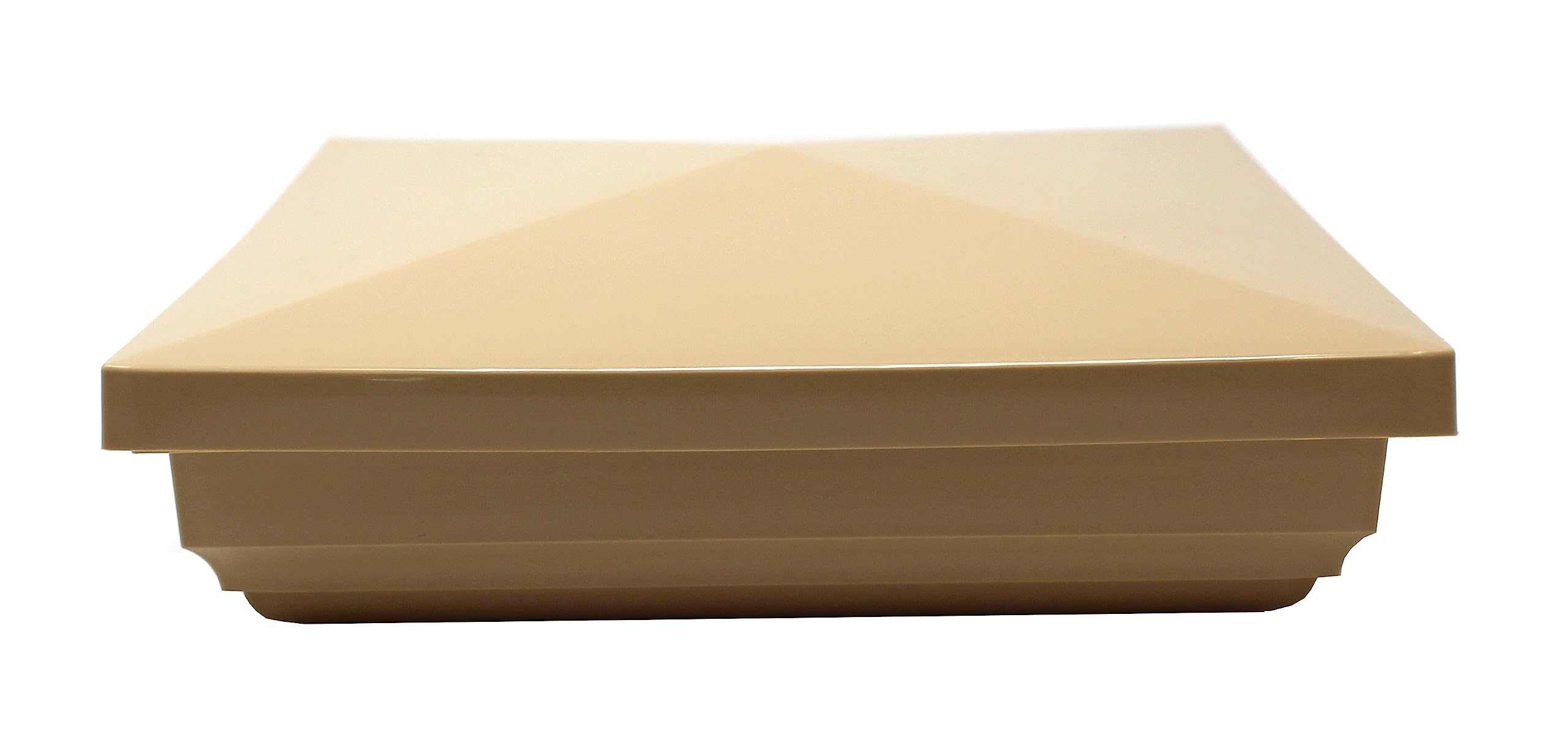 Tan Plastic 5" Classic New England Style Vinyl Fence Post Caps, 5"x5" Post Cap for Vinyl Fence Post (2)