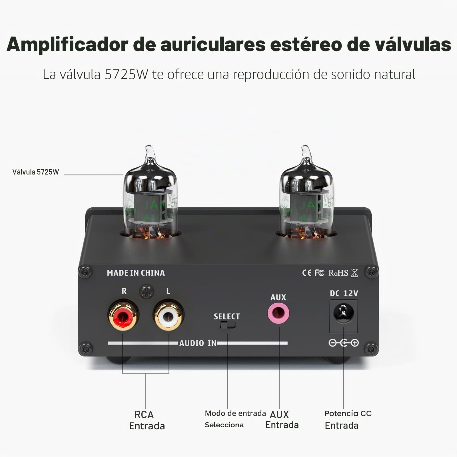 Fosi Audio P2 Amplificador de Auriculares de Tubo Preamplificador de Tubo de Vacío Mini Audio Estéreo de Alta Fidelidad con Protección de Salida de Bajo Ruido de Fondo para Auriculares