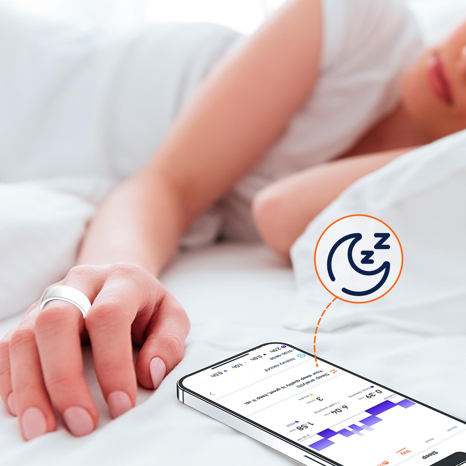RIVERSONG Anello intelligente con design in nano ceramica, monitoraggio della frequenza cardiaca e del sonno 24/7, monitoraggio SP02, monitoraggio di attività e calorie, batteria 3 giorni, resistente