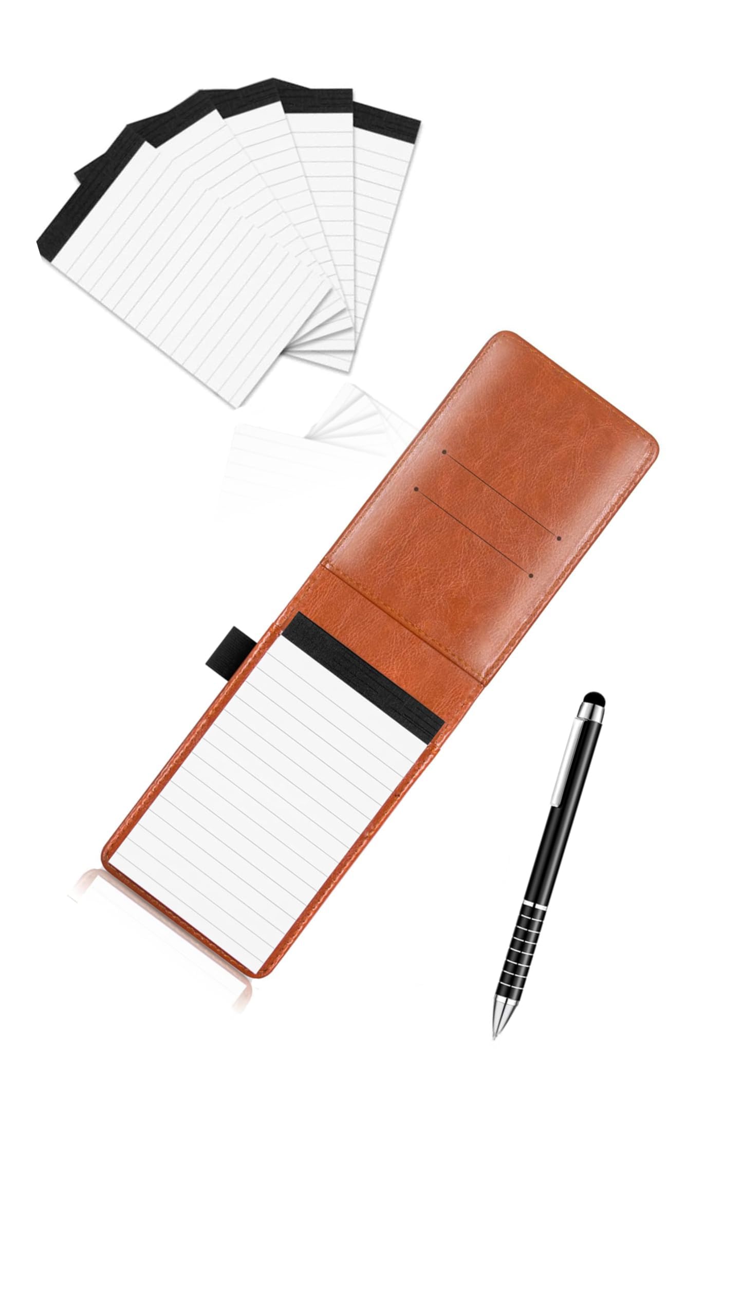 Sponsored Ad – Sweet Seven Pocket Notepad Set with Pen and Refills - 5 Small Notepads, 3x5 Inches, 50 Lined Pages per Pad - Perfect for Offices, Schools, and Restaurants（Brown）