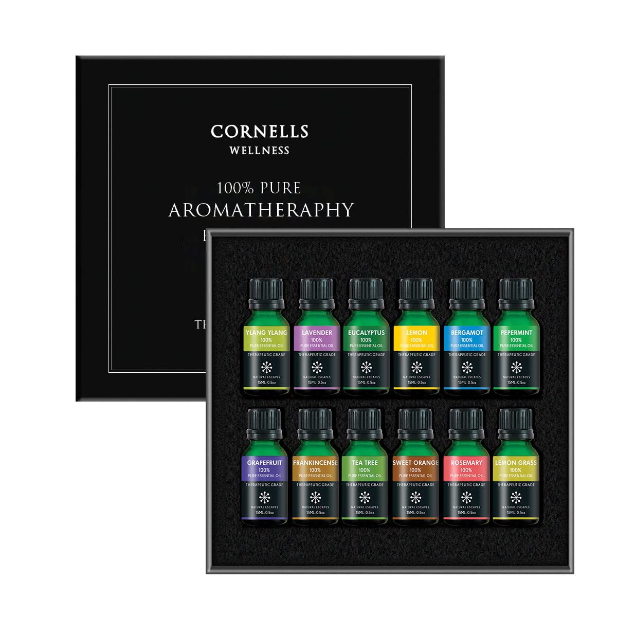 Cornells Natural Escapes Aromatherapy 12 Pc 15ml /0.5Oz Essential Oil Sets