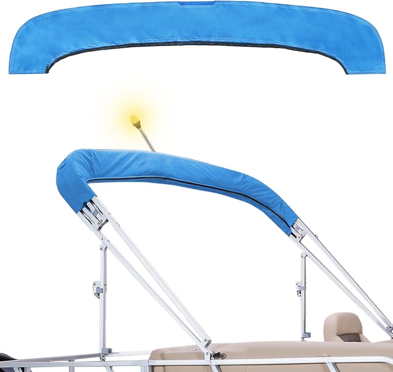 600D Bimini Top Storage Boot, Storage Boat Replacement Cover Waterproof and UV Protection with Light Hole, Suitable for 3-4 Bows Bimini Tops