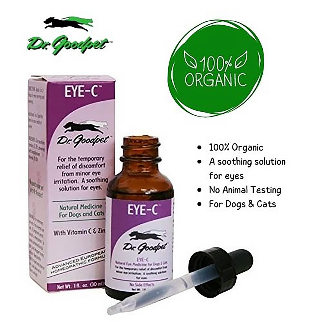 Dr. Goodpet Eye-C All-Natural Eye Drops for Dogs, Cats | Human Quality Zinc & Vitamin C | Veterinarian Recommended Eye Care | Soothe, Wash, and Moisturize Pet Eyes | Made in the USA — Amazon image 4