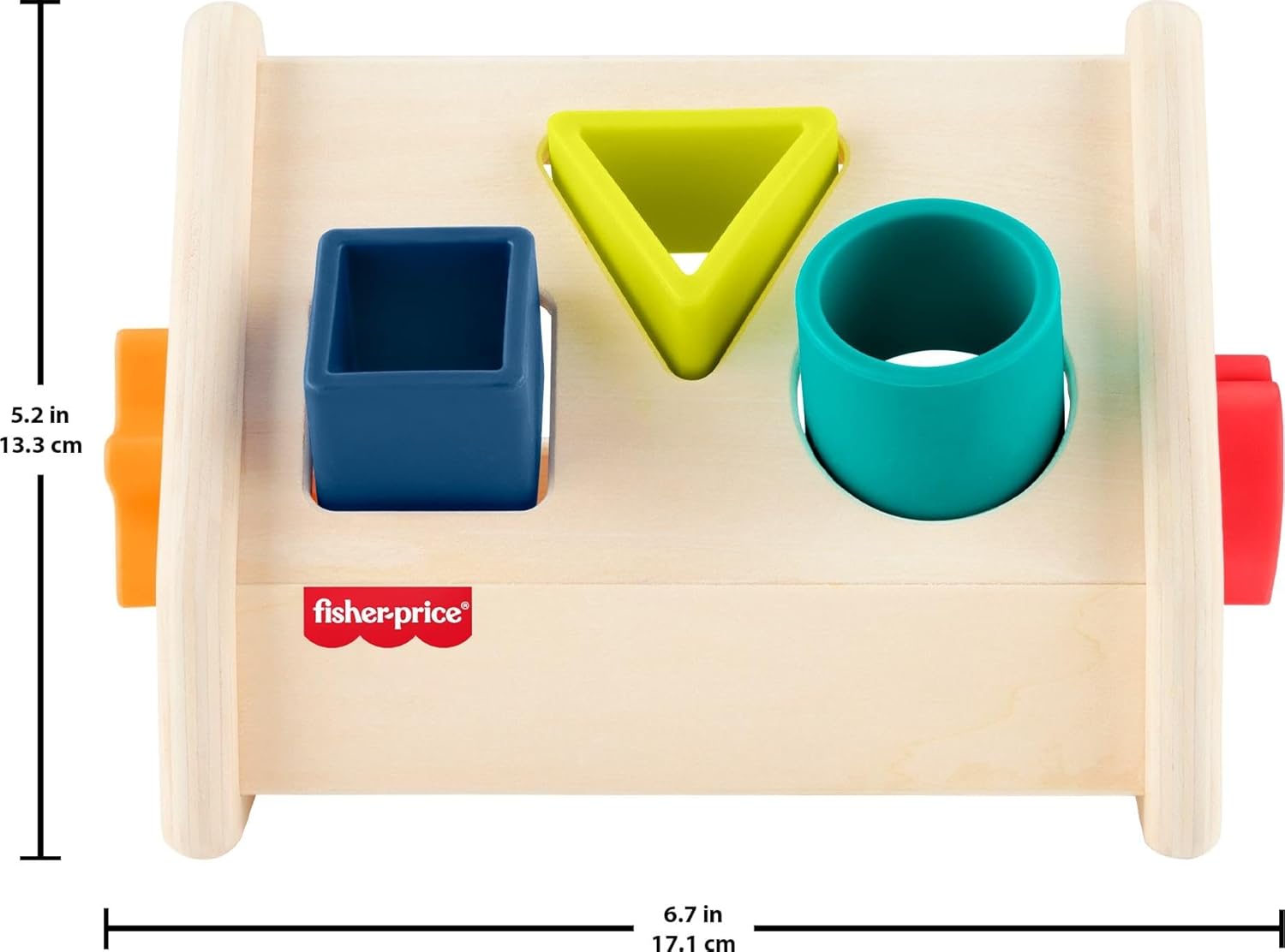 Fisher-Price Wooden Silicone Shape Sorter, Developmental Activity Toy with Wood Base for 6 Months +
