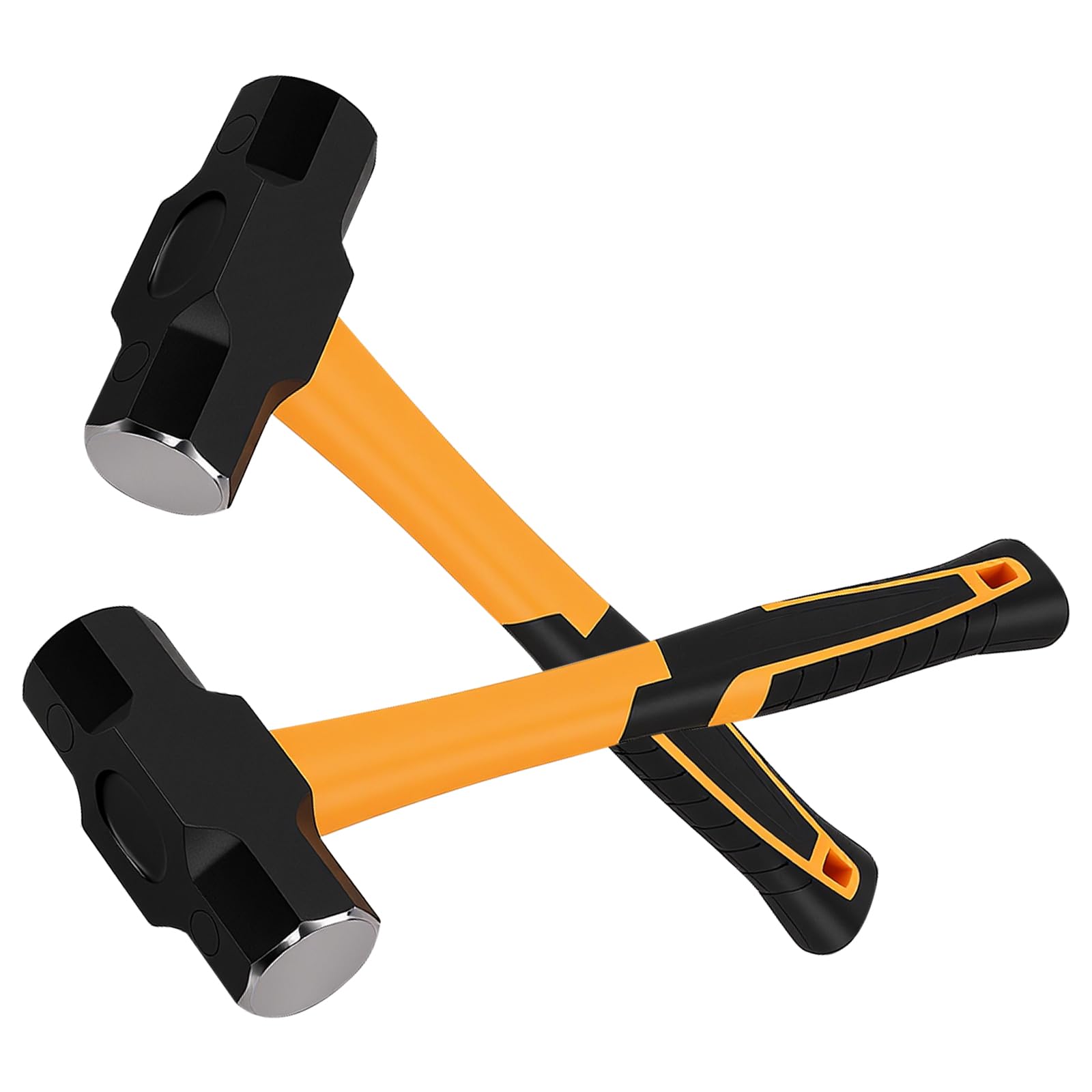 Jiayuet Black -Yellow 2 Piece 3Lb Sledge Hammer With Fibreglass Handle,Forged Steel Head Club Lump Hammer For Gardening, Building Construction, Rock