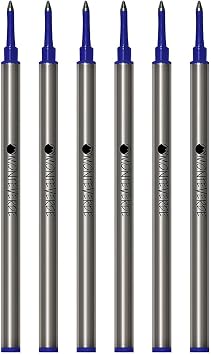 Monteverde USA Rollerball Refills Metal Tube to Fit Most of the Worlds Finest Rollerball Pens, Broad Point, Blue Ink, 6-Pack Vibrant Ink for Elegant Writing