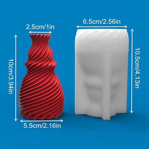 Miniatura 2 de Molde de vela de silicona con forma de jarrón giratorio a rayas, molde de jabón de vela geométrica de ondant, molde para hornear pastel de