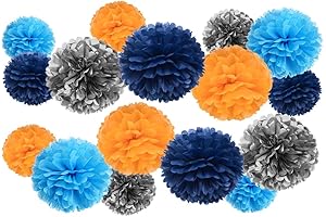 Cheerful Blue and Orange Pom Poms: Dazzling Party Decorations