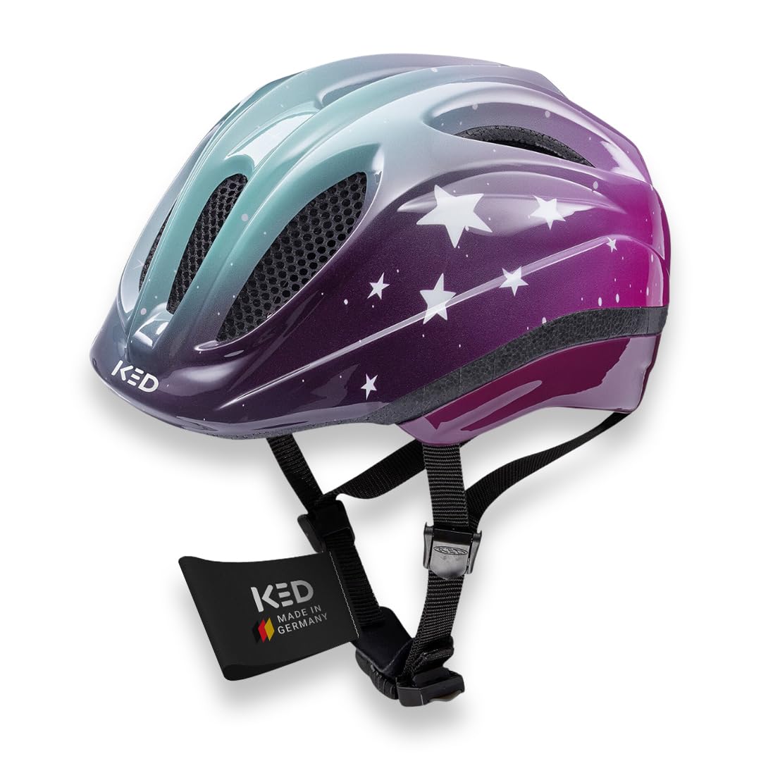 Meggy II Trend 2024 - Casco da bicicletta per bambini, prodotto in Germania, con luce posteriore a LED, solo 220 g, sistema di regolazione QuickSafe e protezione dagli insetti